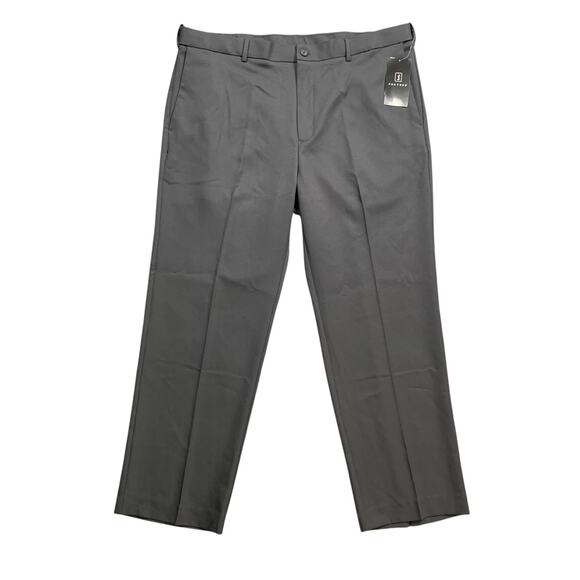 PGA Tour Pants Mens 38 Asphalt Grey Flat Front Expandable Waistband Performance - Picture 1 of 15